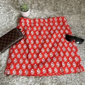 EUC J. Crew Coral Red Floral Patterned Skirt 8/M